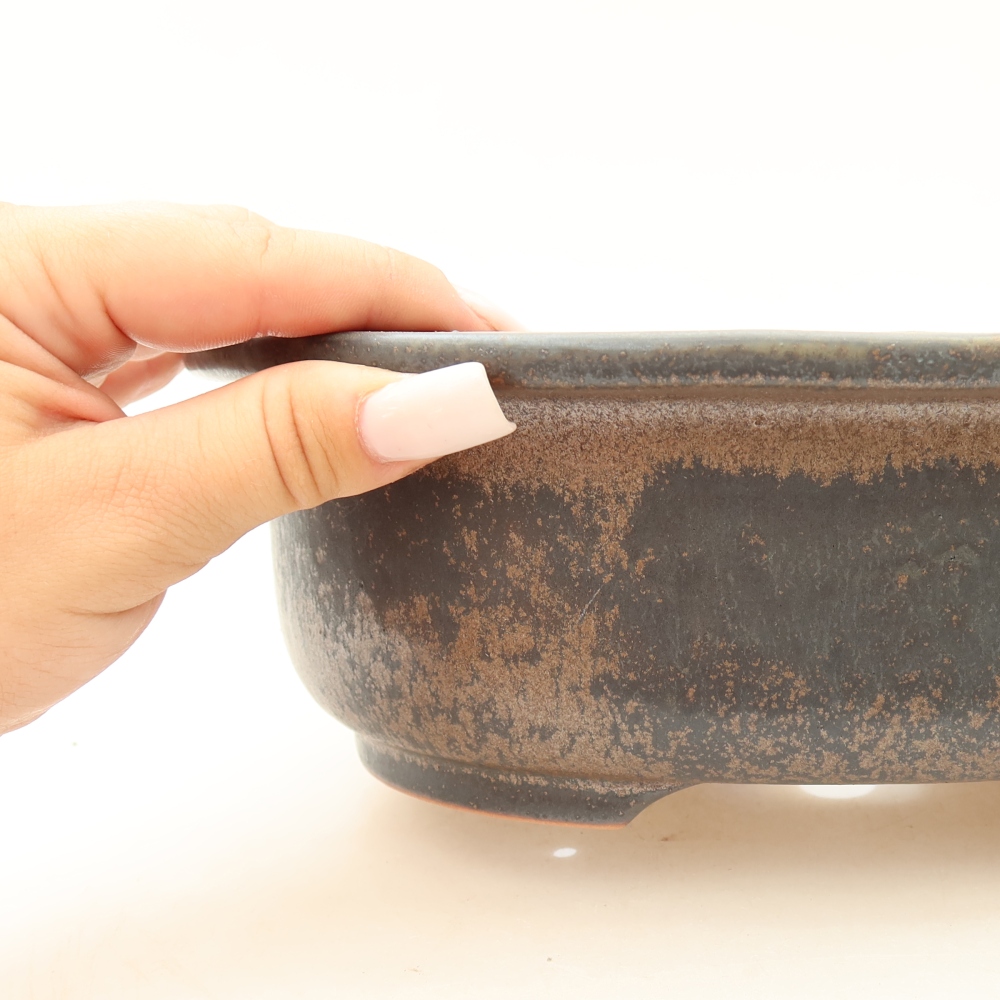 Ceramiczna miska do bonsai 23 x 19 x 8 cm, kolor brązowy