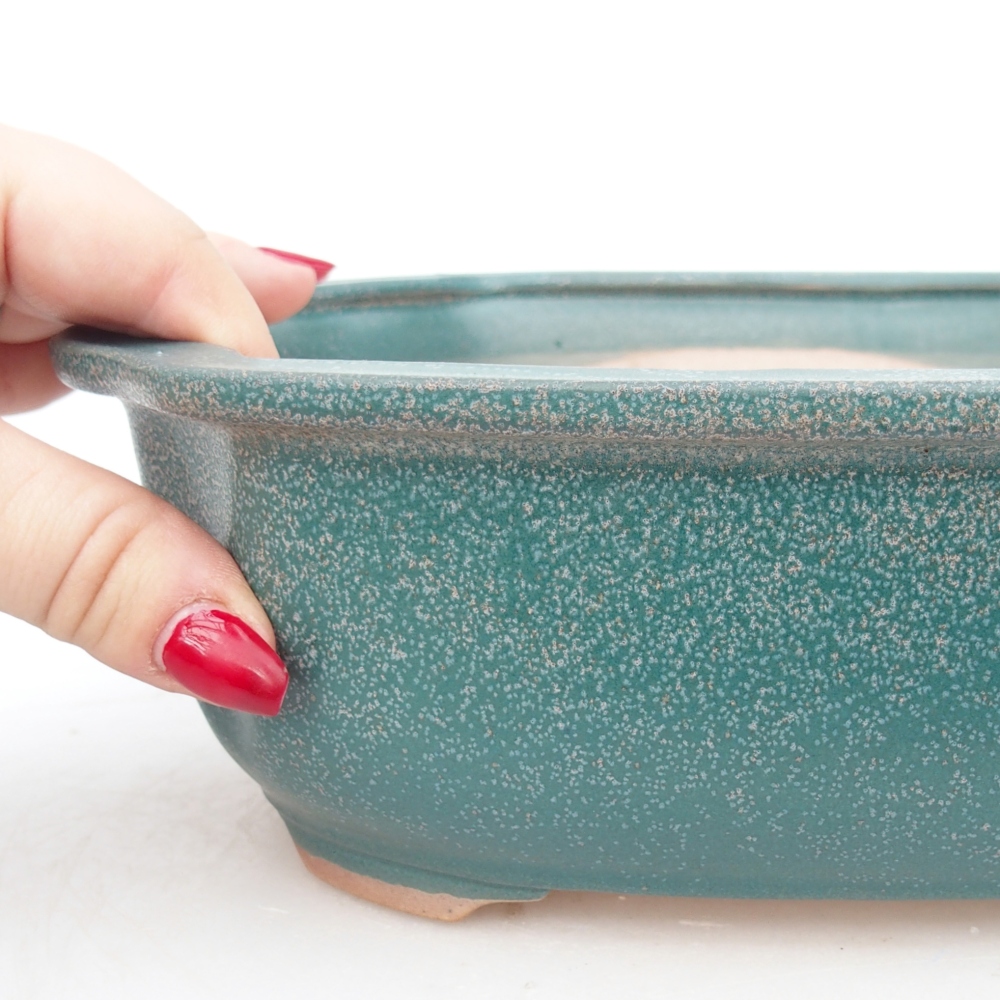 Ceramiczna miska do bonsai 22 x 18 x 7,5 cm, kolor niebieski