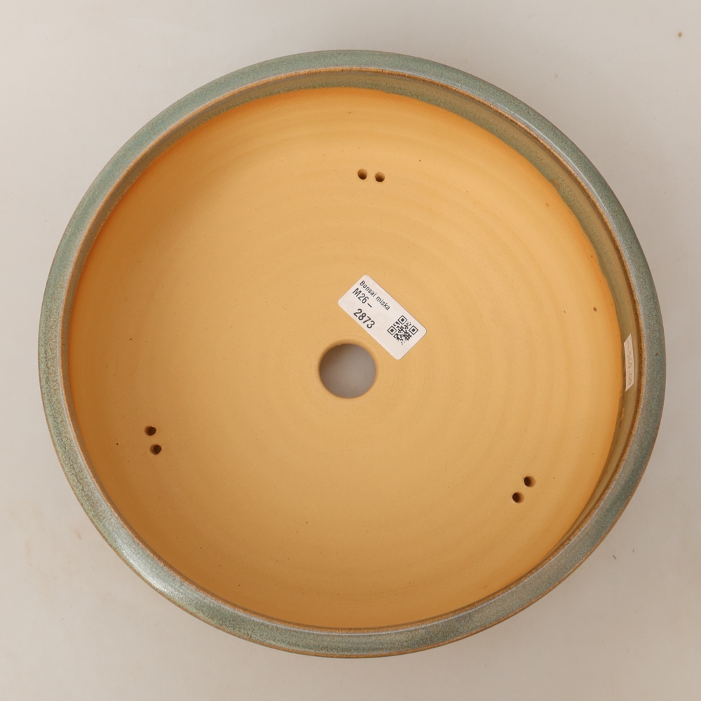 Ceramiczna miseczka do bonsai 25 x 25 x 7,5 cm, kolor zielony