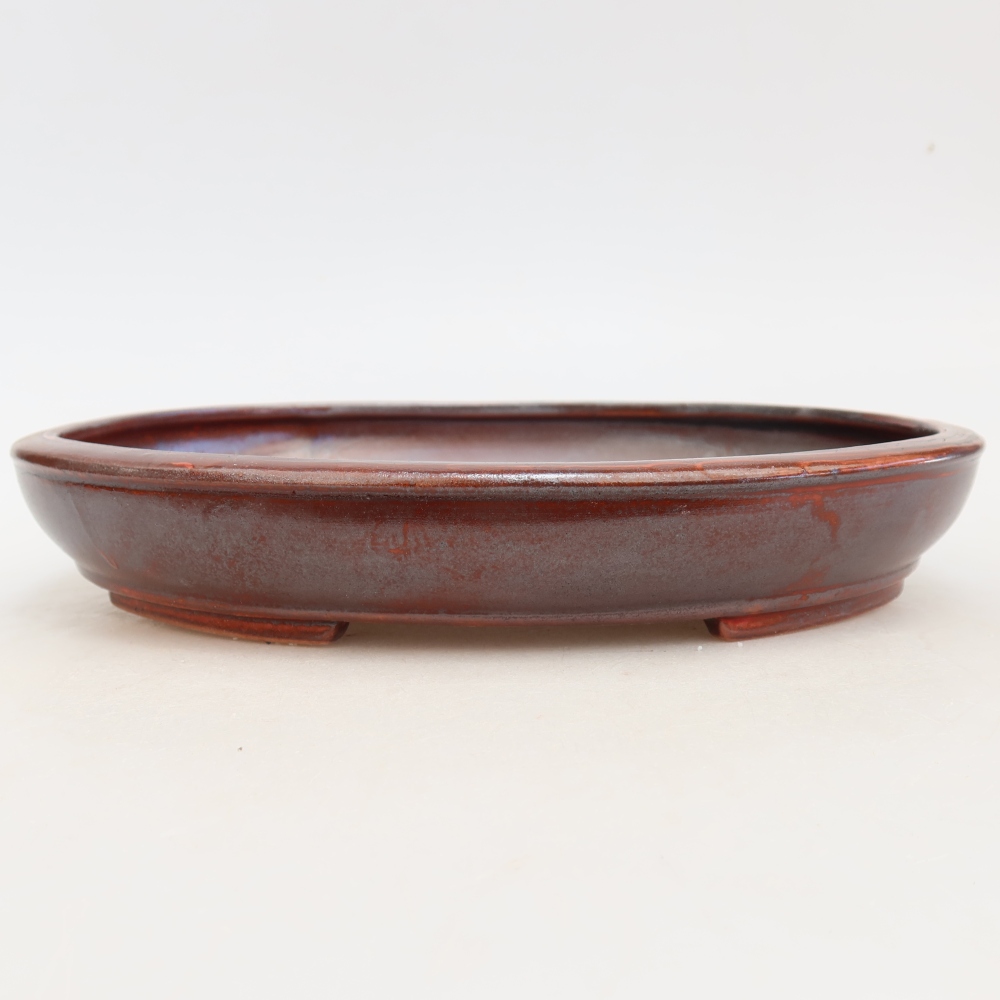 Ceramiczna miska do bonsai 24,5 x 20 x 4 cm, kolor metaliczno-czerwony