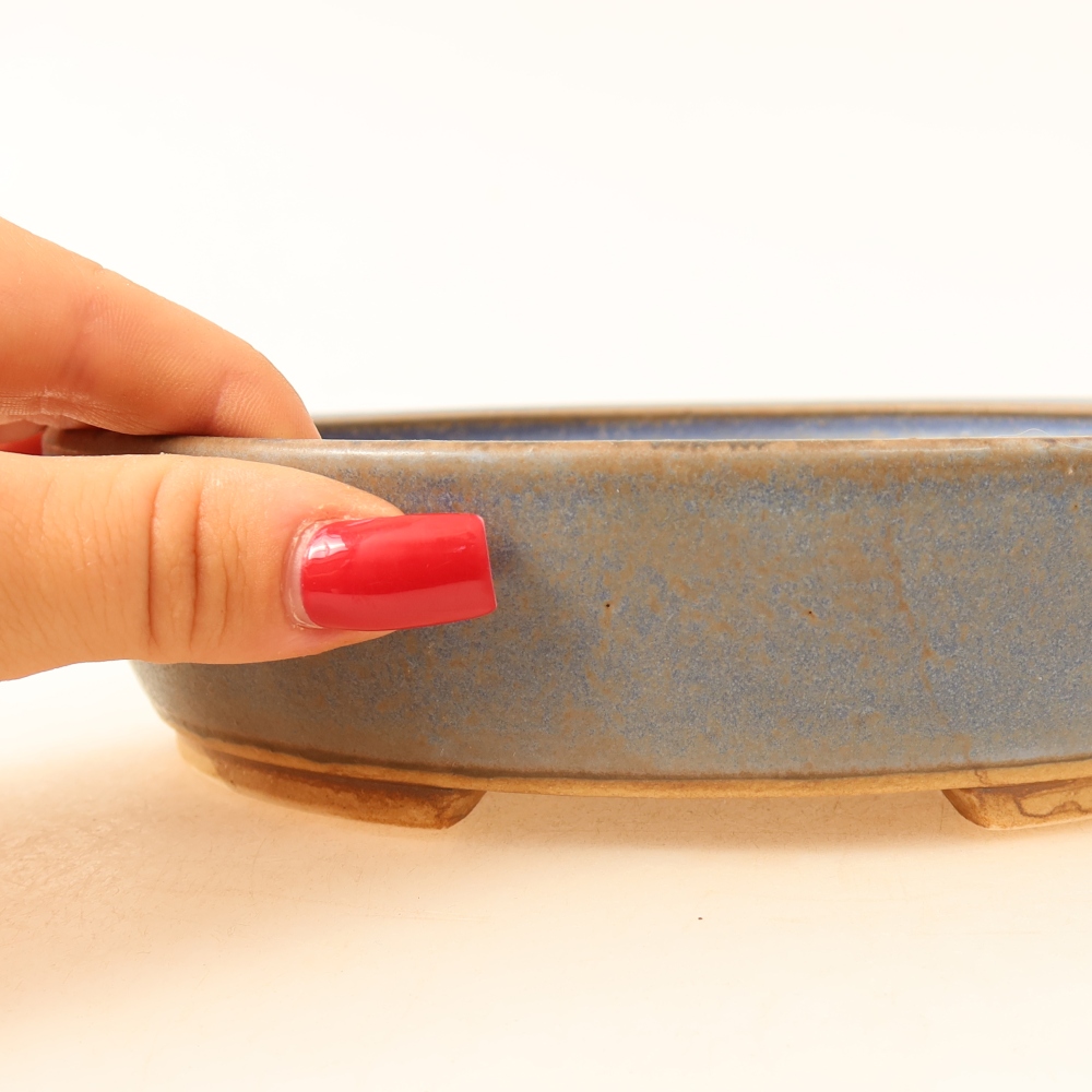 Ceramiczna miska do bonsai 18,5 x 16,5 x 4,5 cm, kolor niebieski