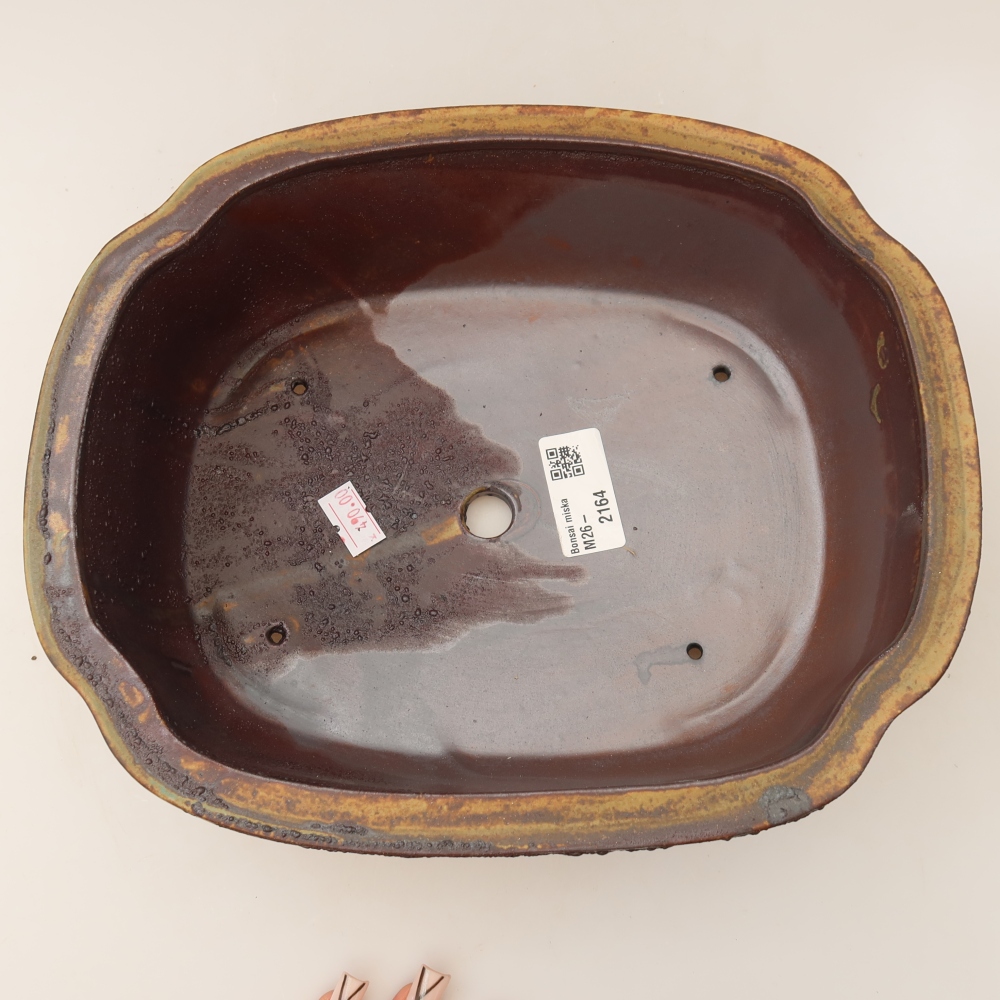 Ceramiczna miska do bonsai 24,5 x 21 x 7,5 cm, kolor brązowy