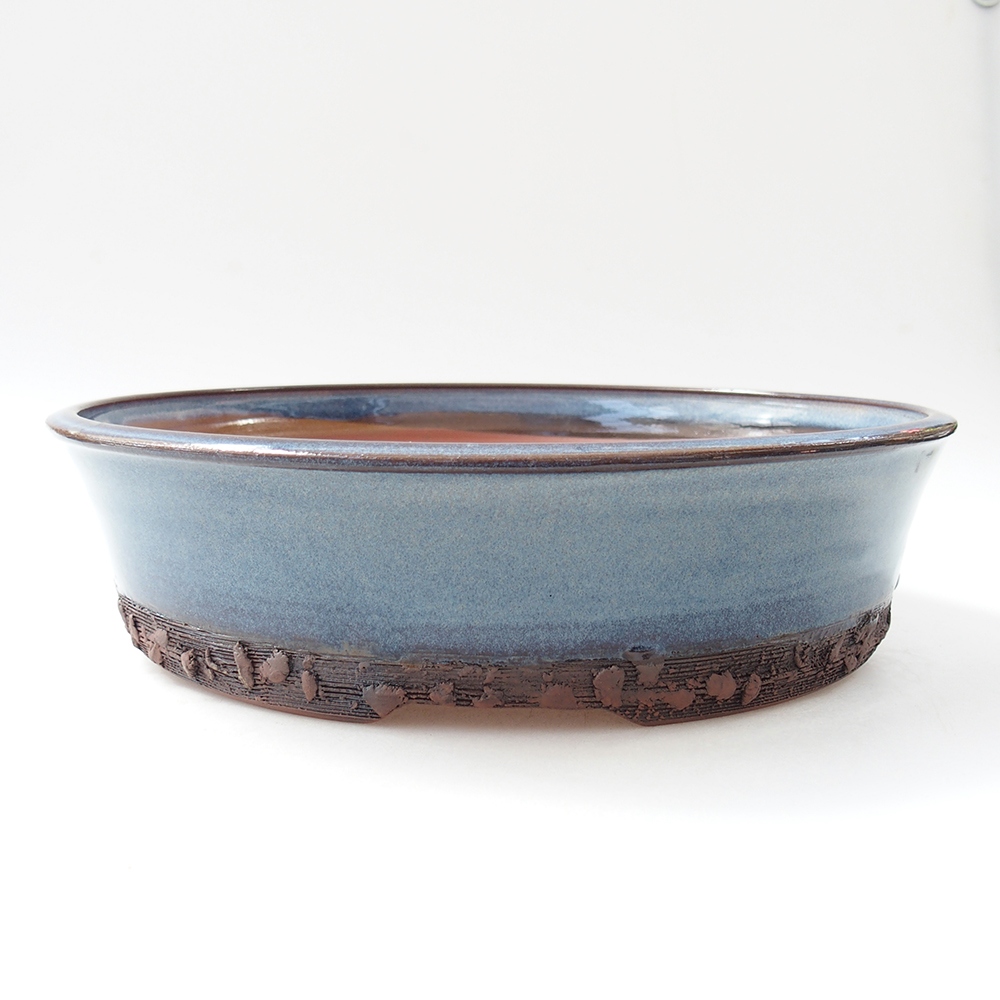 Ceramiczna miska na bonsai 26,5 x 26,5 x 7 cm, kolor niebieski