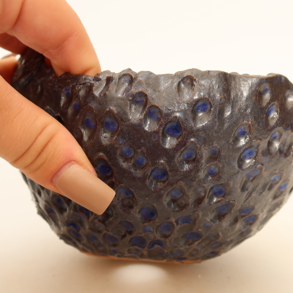 Ceramiczna skorupa do kokedamy 14 x 12 x 8,5 cm, kolor niebieski