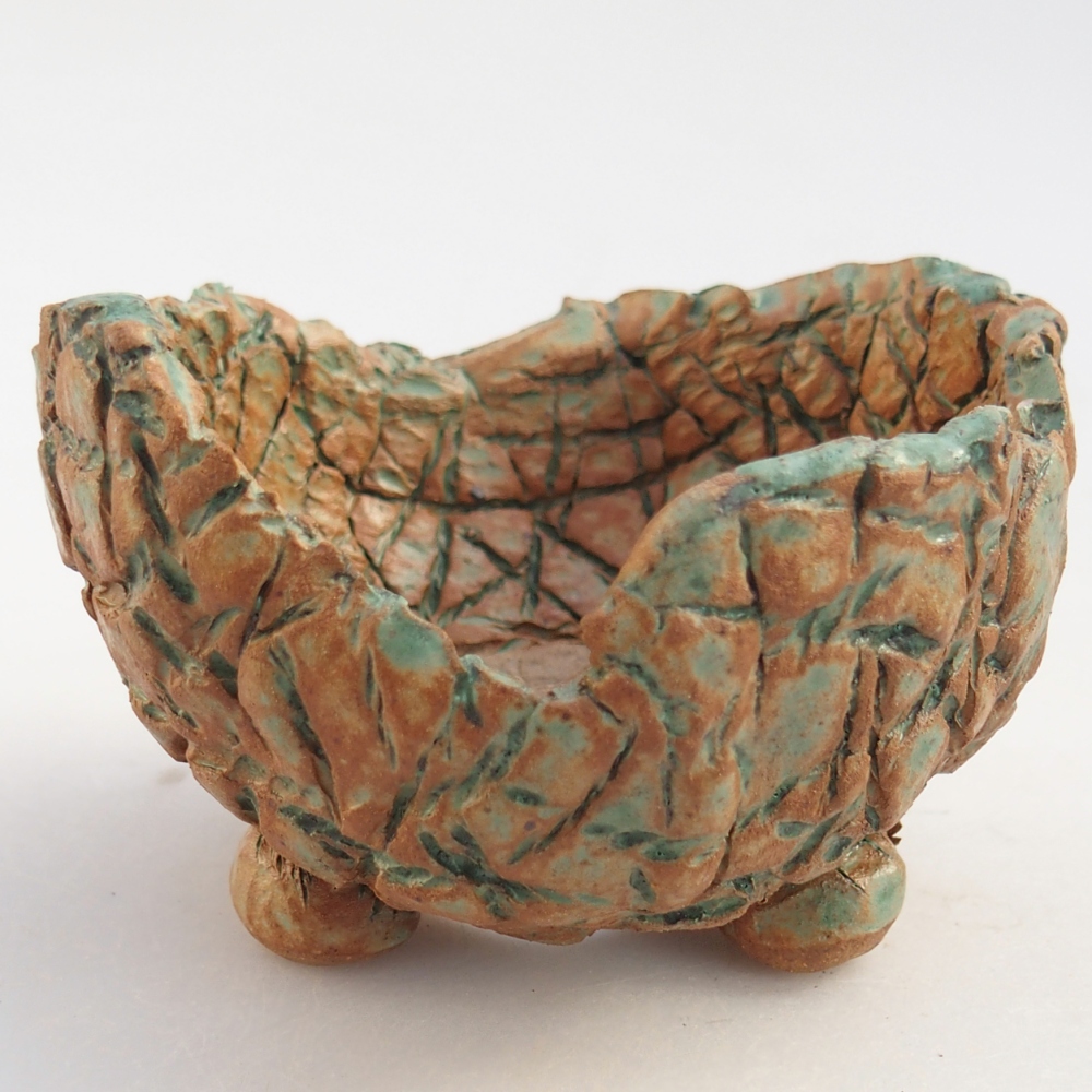 Ceramiczna muszla 10 x 9,5 x 6,5 cm, kolor brązowo-zielony