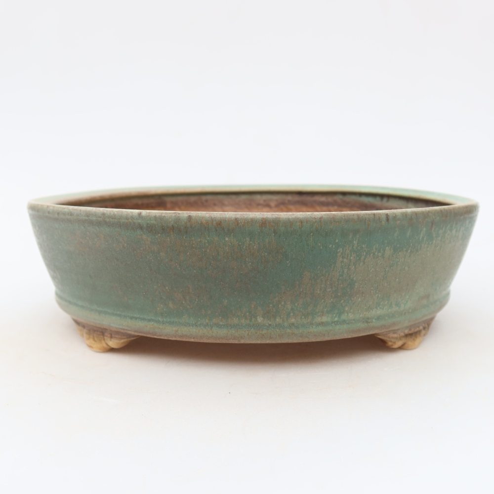 Ceramiczna miska do bonsai 21,5 x 21,5 x 6 cm, zielona