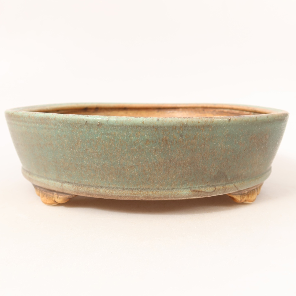 Ceramiczna miska do bonsai 21,5 x 21,5 x 6 cm, zielona