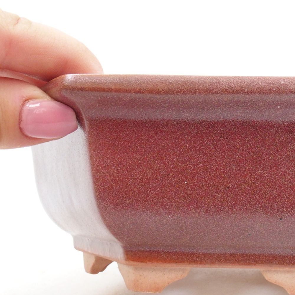 Ceramiczna miska bonsai 14 x 11 x 4 cm, kolor bordowy