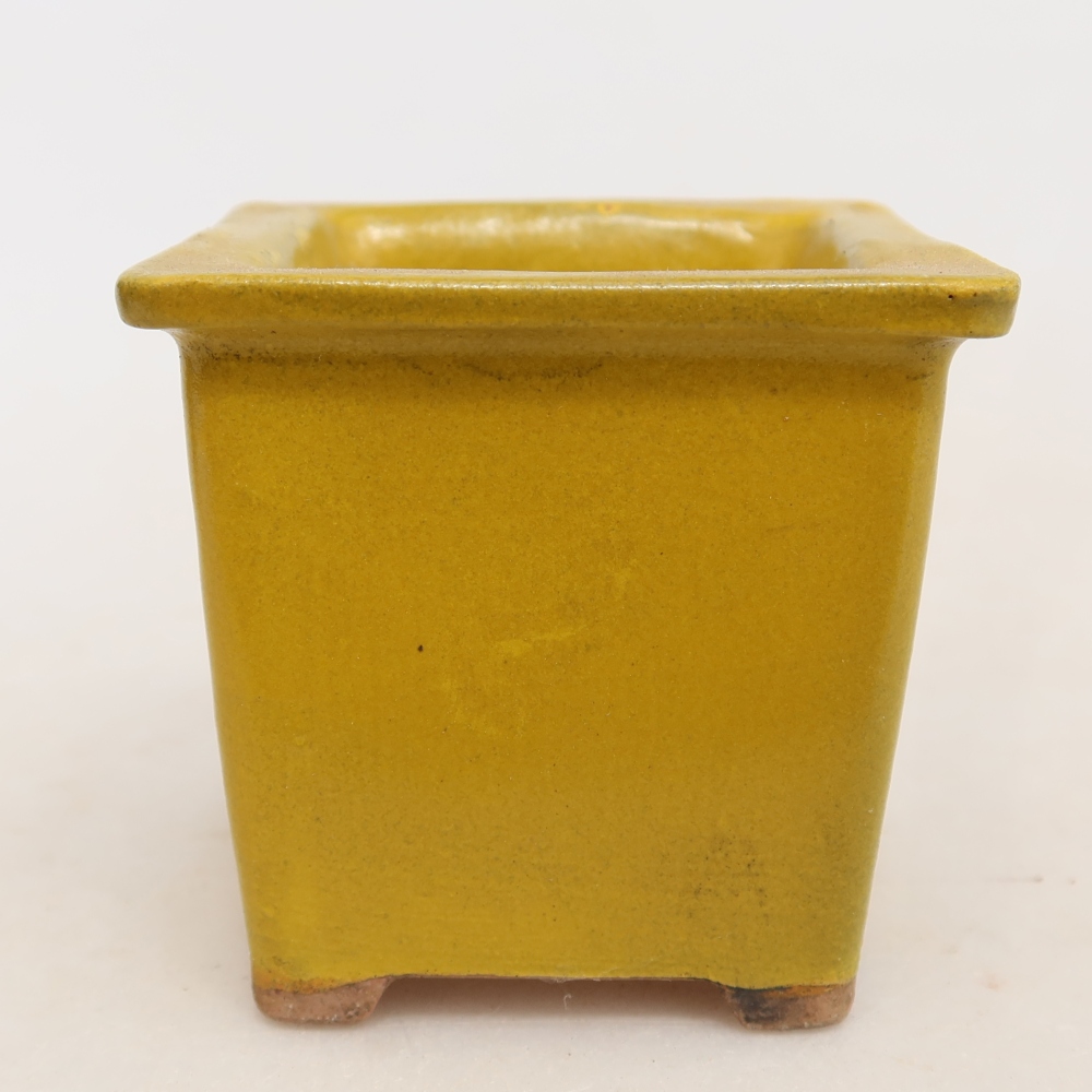 Ceramiczna miseczka do bonsai 6 x 6 x 5,5 cm, kolor żółty