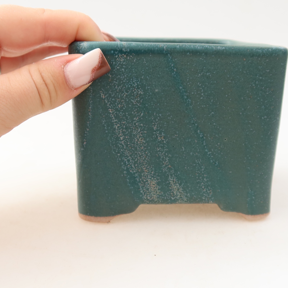 Ceramiczna miska do bonsai 10 x 10 x 8 cm, kolor niebieski