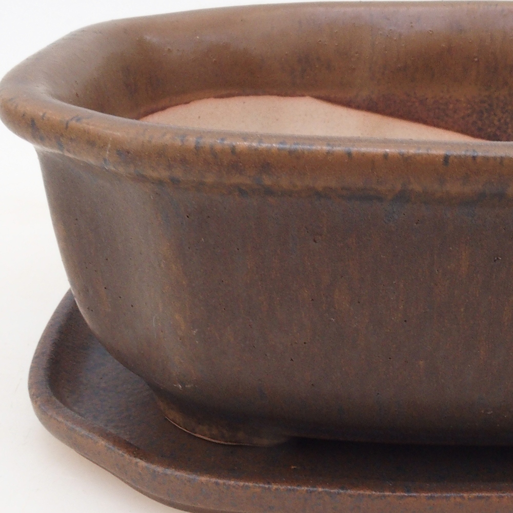 Bonsai bowl + spodek H32 - brązowy
