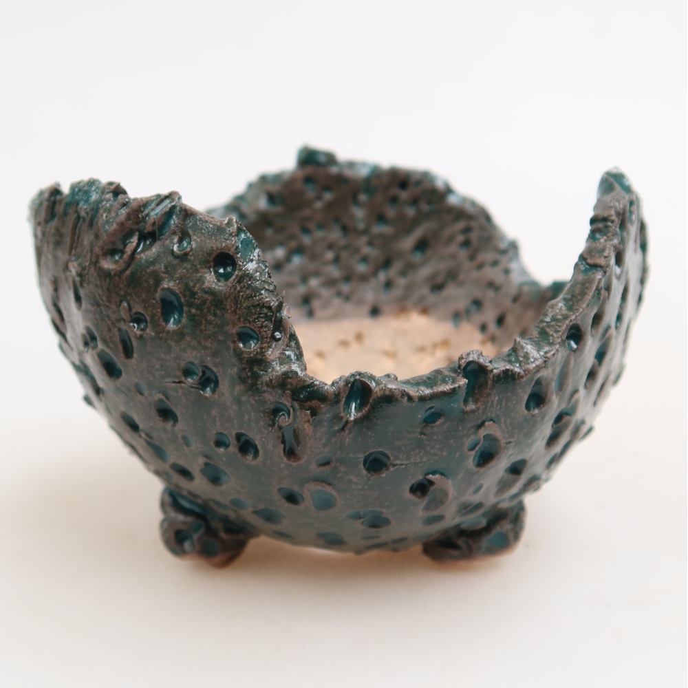 Ceramiczna skorupa  10 x 10 x 6,5 cm, kolor zielony