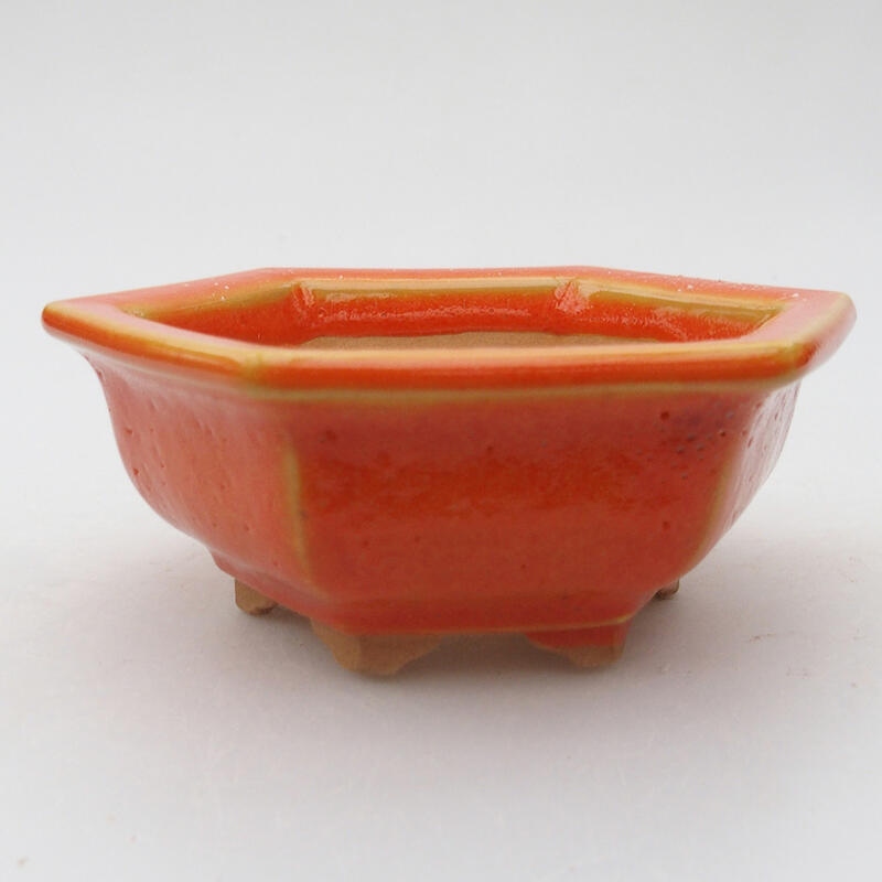 Ceramiczna miska bonsai 10,5 x 10 x 4 cm, kolor pomarańczowy