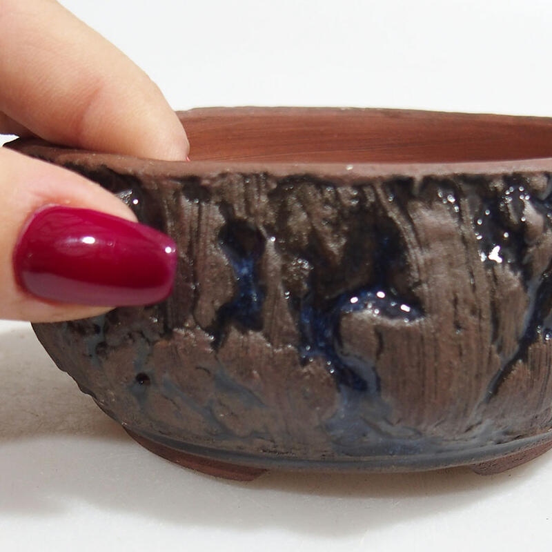 Ceramiczna miska bonsai 10 x 10 x 4,5 cm, kolor niebieski popękana