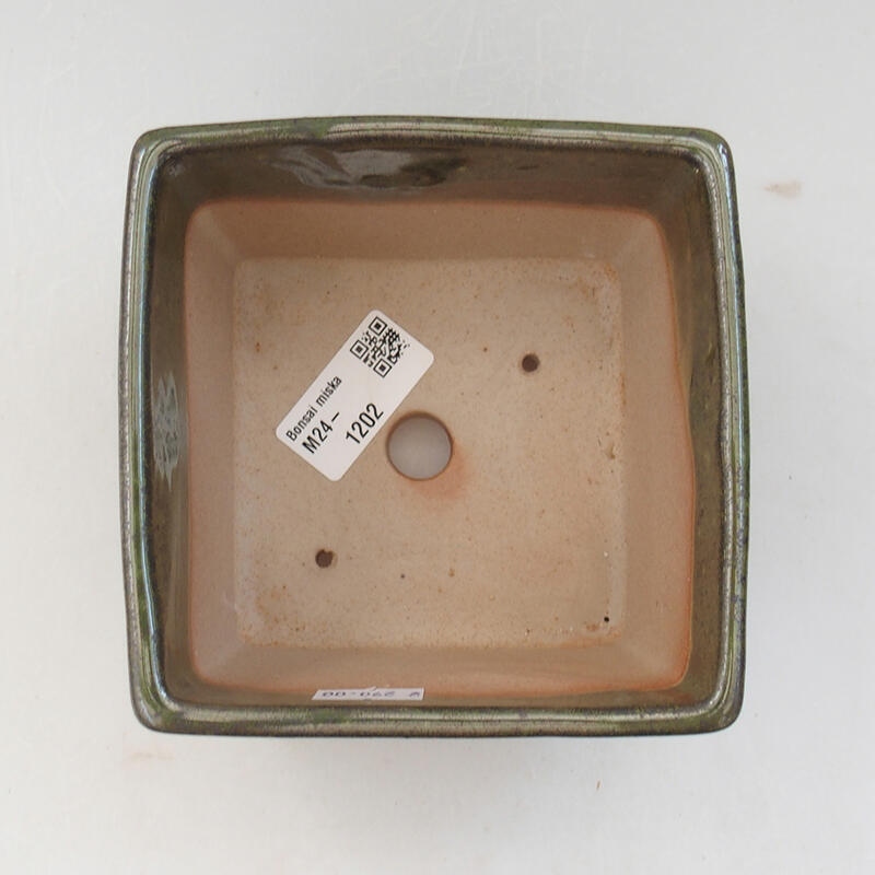 Ceramiczna miska bonsai 11,5 x 11,5 x 9 cm, kolor zielony