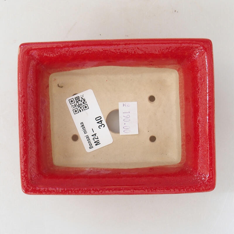 Ceramiczna miska bonsai 11,5 x 9 x 4,5 cm, kolor czerwony