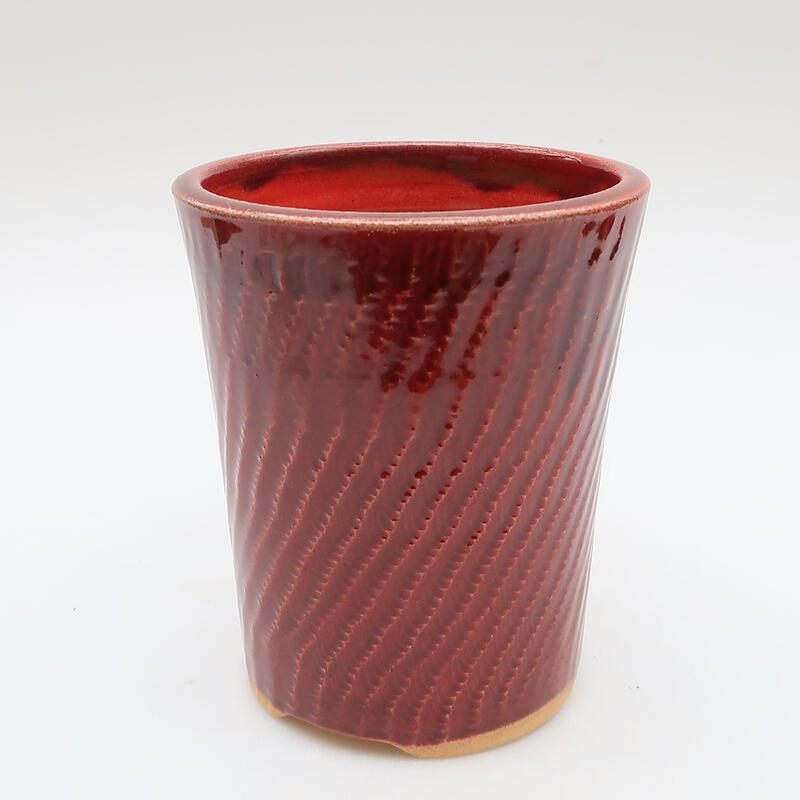 Ceramiczna miska bonsai 11 x 11 x 13 cm, kolor czerwony