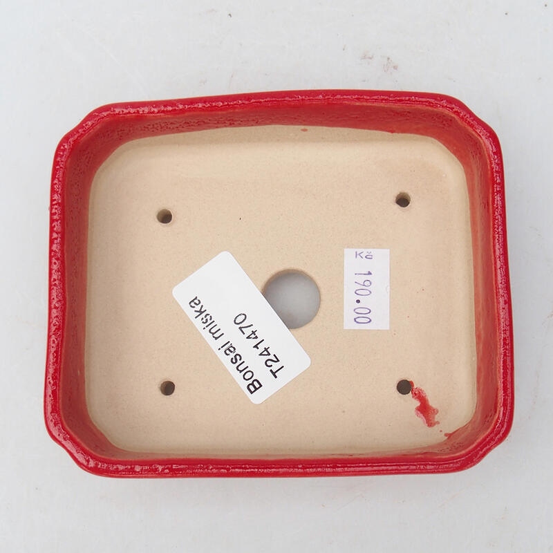 Ceramiczna miska bonsai 11 x 9,5 x 3 cm, kolor czerwony