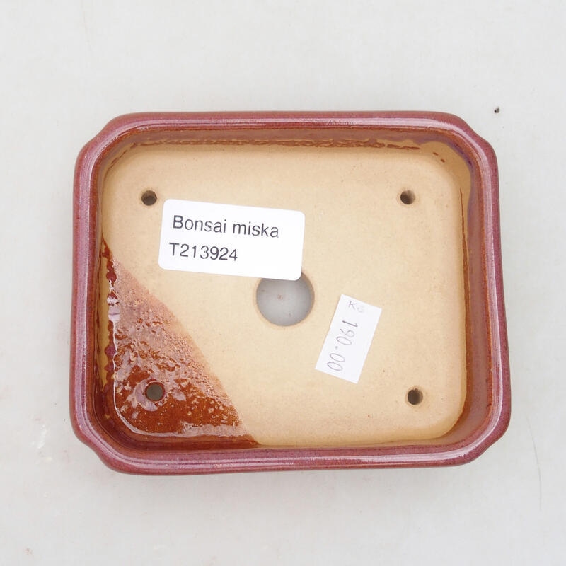 Ceramiczna miska bonsai 11 x 9 x 3 cm, kolor różowy