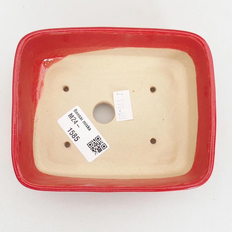Ceramiczna miska bonsai 12,5 x 10 x 4 cm, kolor czerwony