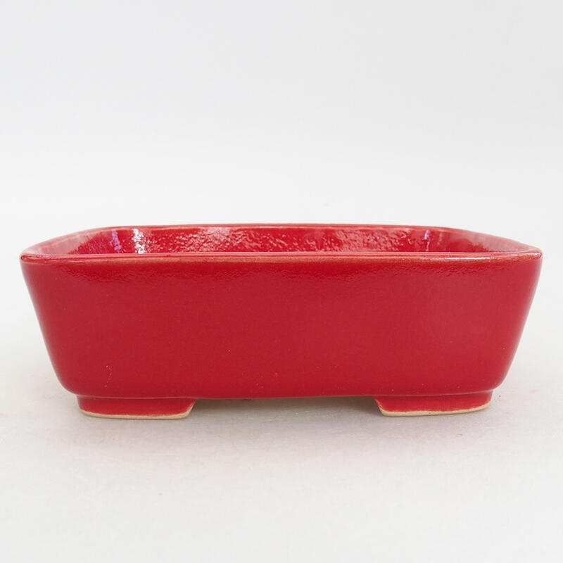 Ceramiczna miska bonsai 12,5 x 10 x 4 cm, kolor czerwony