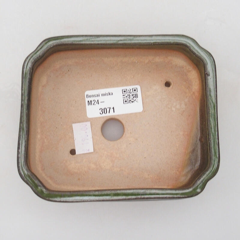 Ceramiczna miska bonsai 12 x 10 x 3,5 cm, kolor zielony