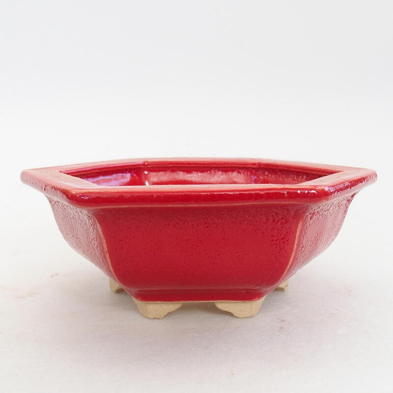 Ceramiczna miska bonsai 12 x 11 x 4,5 cm, kolor czerwony