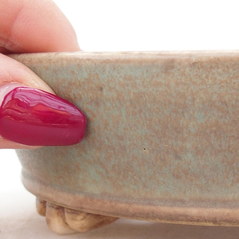 Ceramiczna miska bonsai 13,5 x 13,5 x 4 cm, kolor zielony