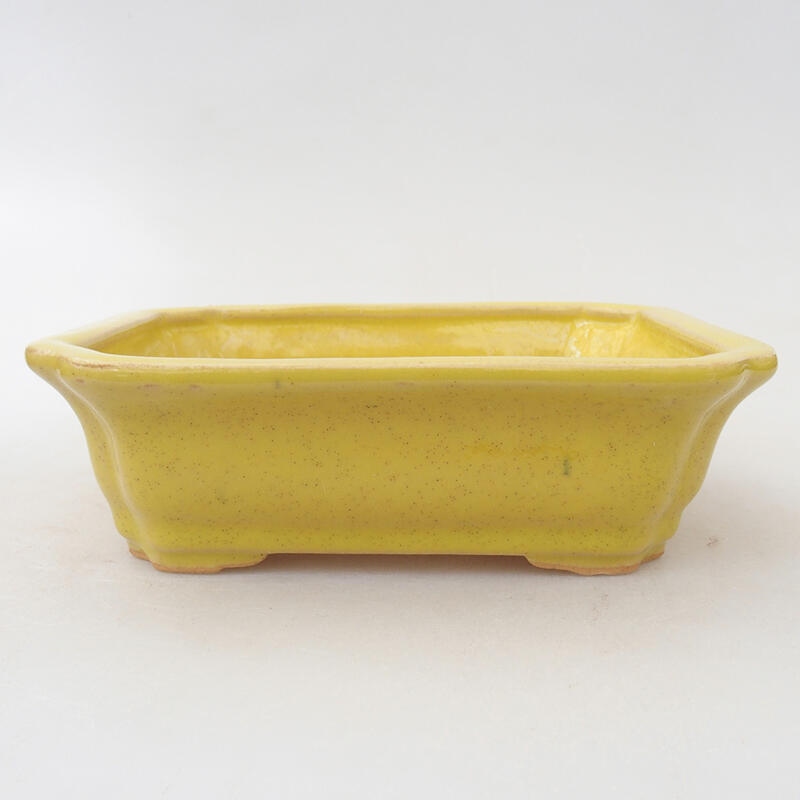 Ceramiczna miska bonsai 13 x 10,5 x 4 cm, kolor żółty