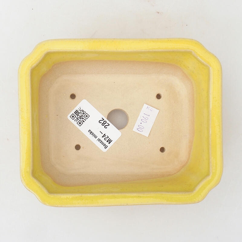 Ceramiczna miska bonsai 13 x 10,5 x 4 cm, kolor żółty