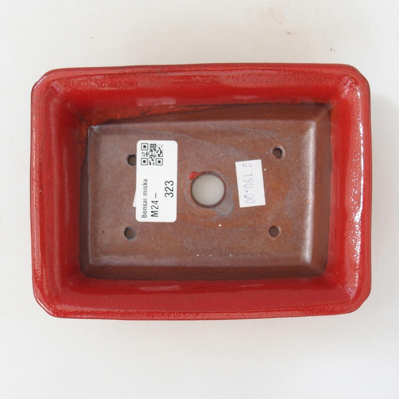 Ceramiczna miska bonsai 14 x 10,5 x 4 cm, kolor czerwony