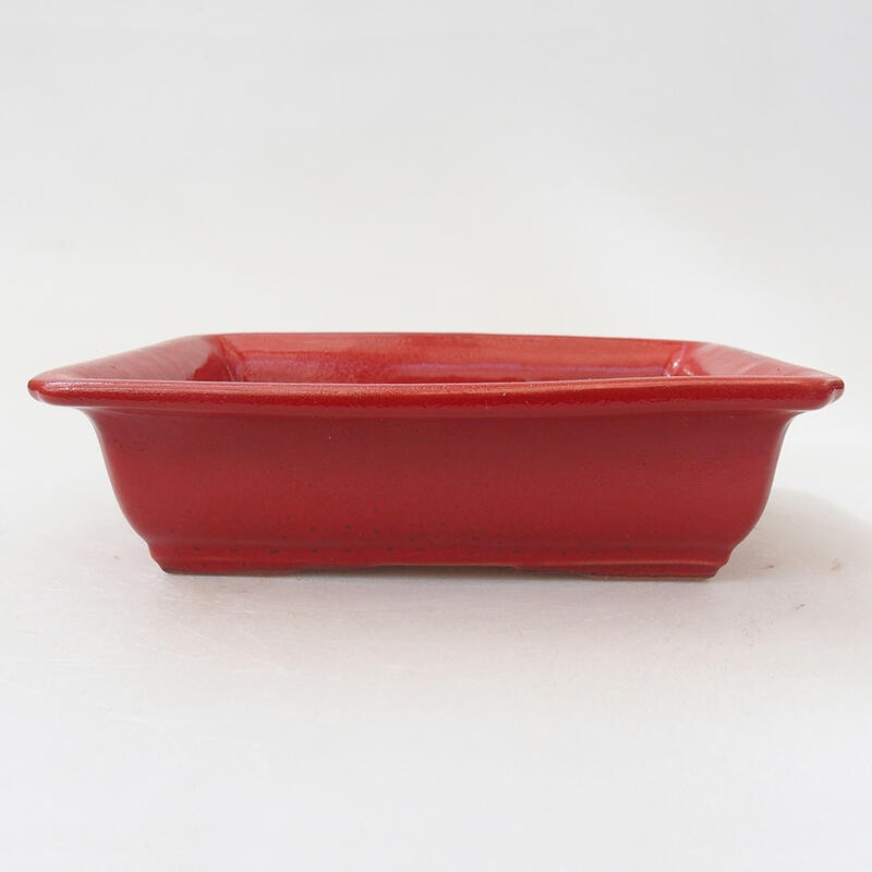 Ceramiczna miska bonsai 14 x 10,5 x 4 cm, kolor czerwony