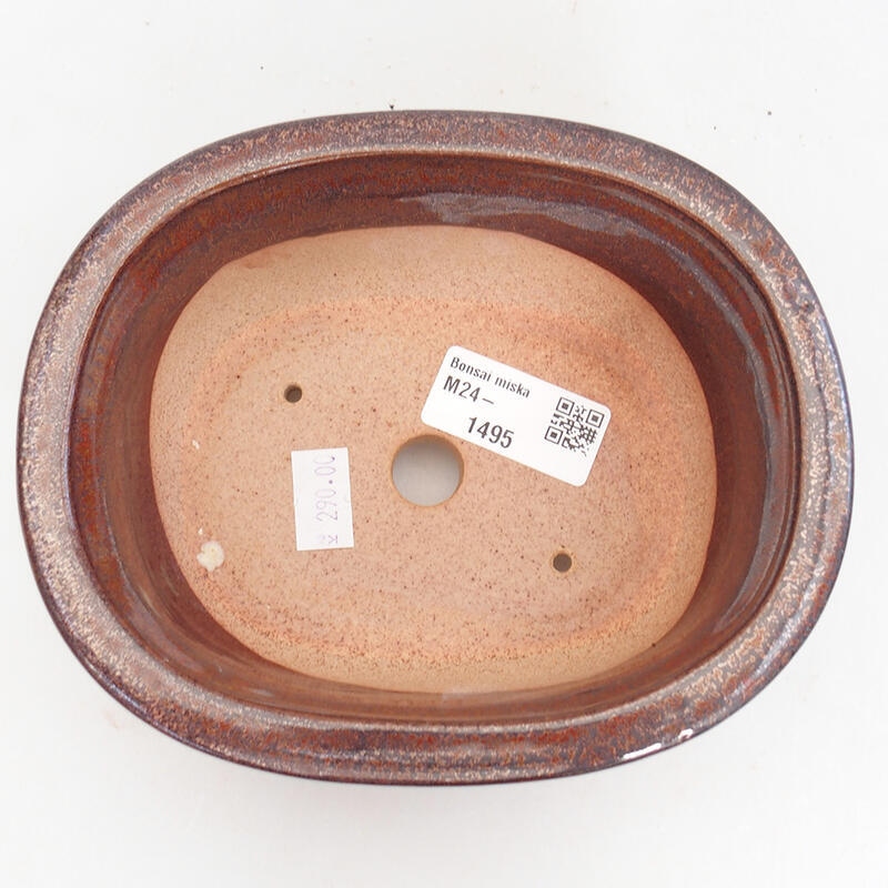 Ceramiczna miska bonsai 15,5 x 12 x 6 cm, kolor brązowy