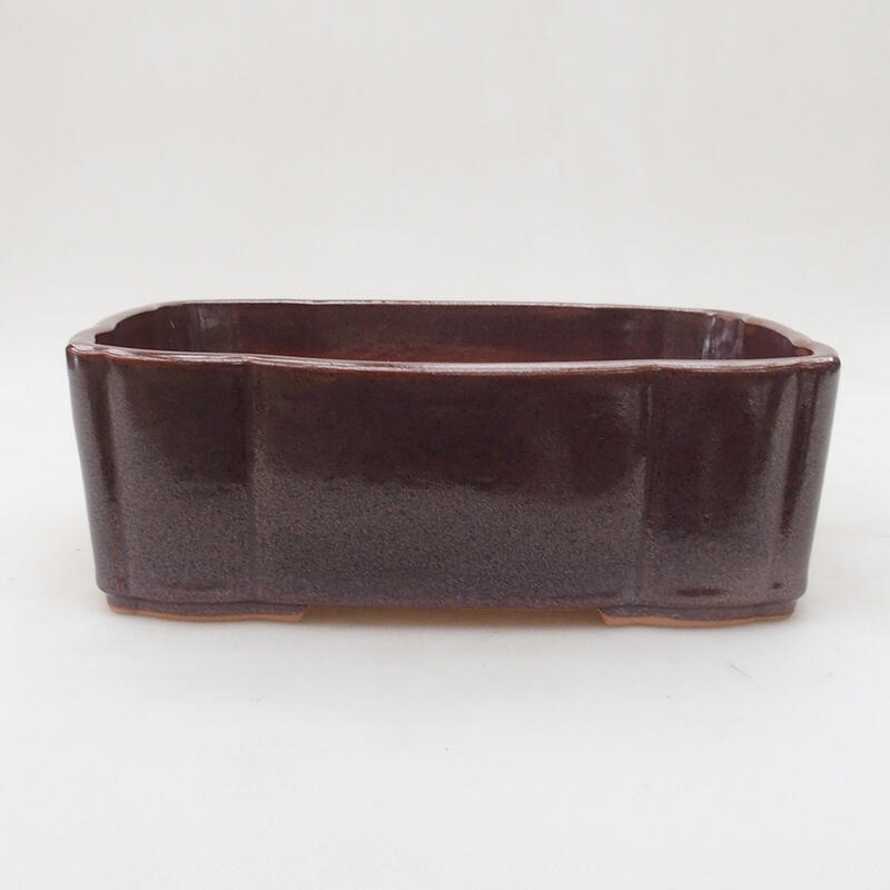 Ceramiczna miska bonsai 20,5 x 17,5 x 7 cm, kolor brązowy