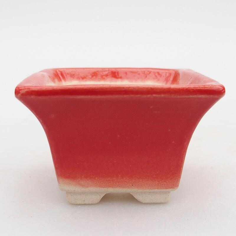 Ceramiczna miska bonsai 5,5 x 5,5 x 3,5 cm, kolor czerwony