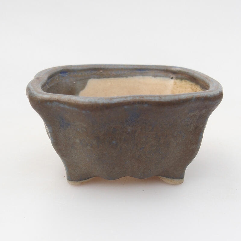 Ceramiczna miska bonsai 7 x 6,5 x 3,5 cm, kolor niebiesko-brązowy