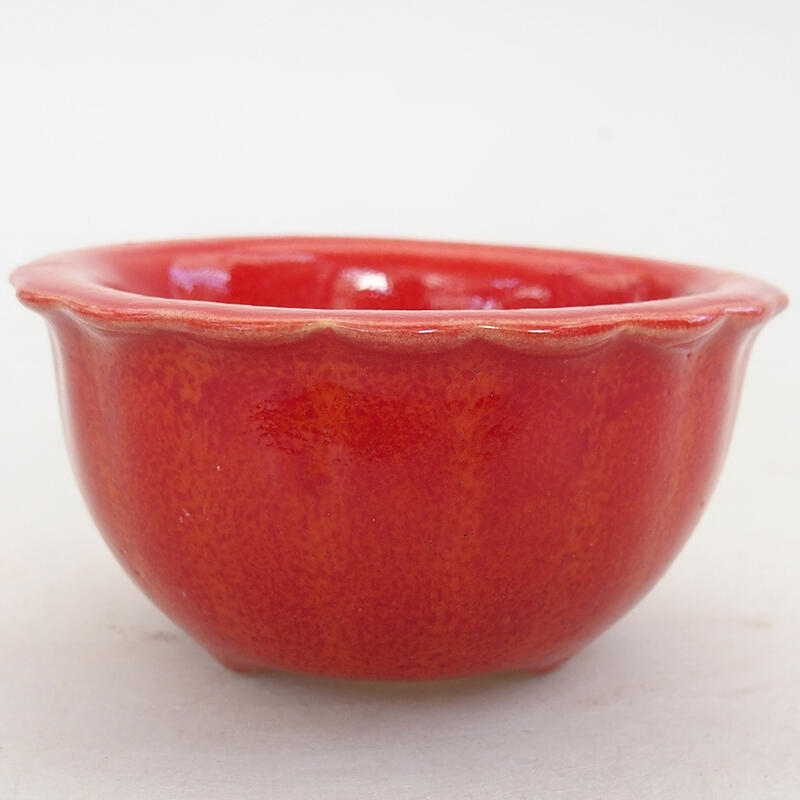 Ceramiczna miska bonsai 7 x 7 x 3,5 cm, kolor czerwony