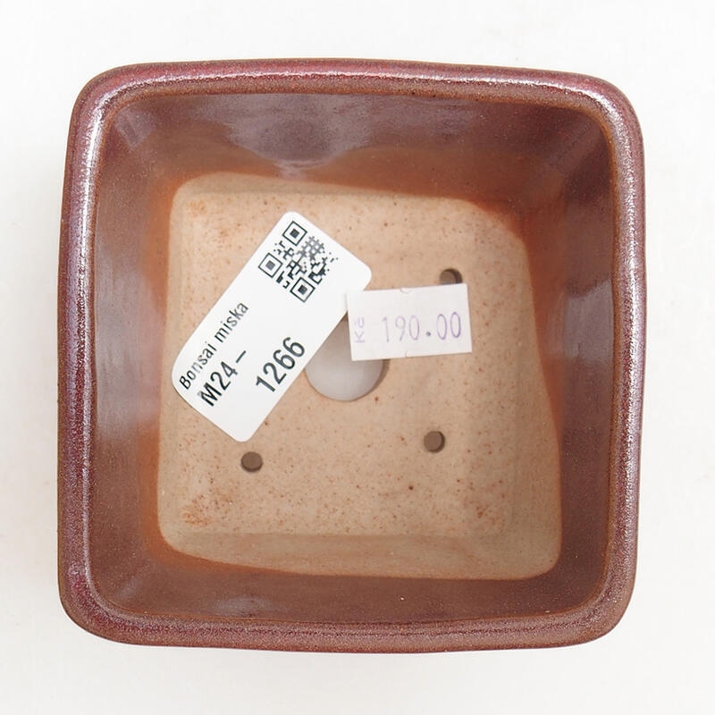 Ceramiczna miska bonsai 8,5 x 8,5 x 5,5 cm, kolor wina