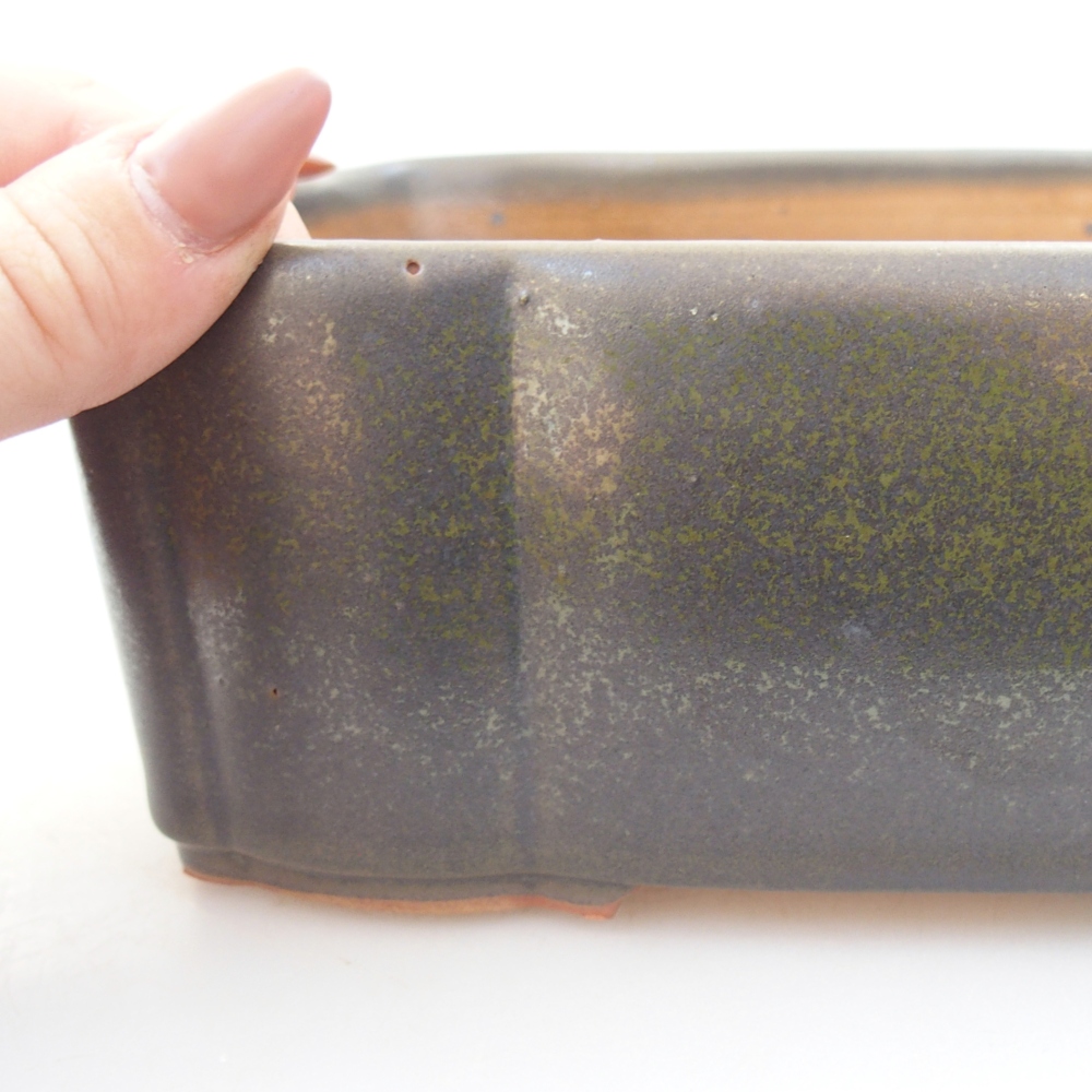 Ceramiczna miska do bonsai 20,5 x 17 x 7 cm, zielona