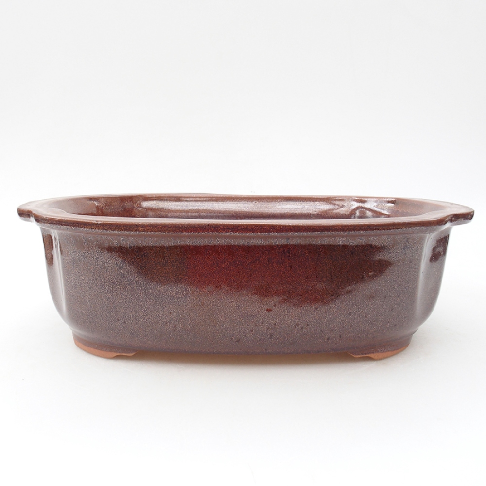 Ceramiczna miska bonsai 24,5 x 21 x 7,5 cm, kolor brązowy