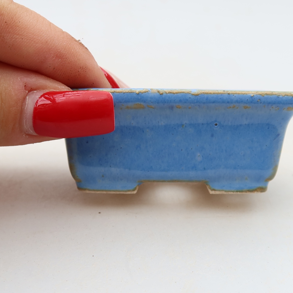 Ceramiczna miseczka do bonsai 6,5 x 4 x 2,5 cm, kolor niebieski