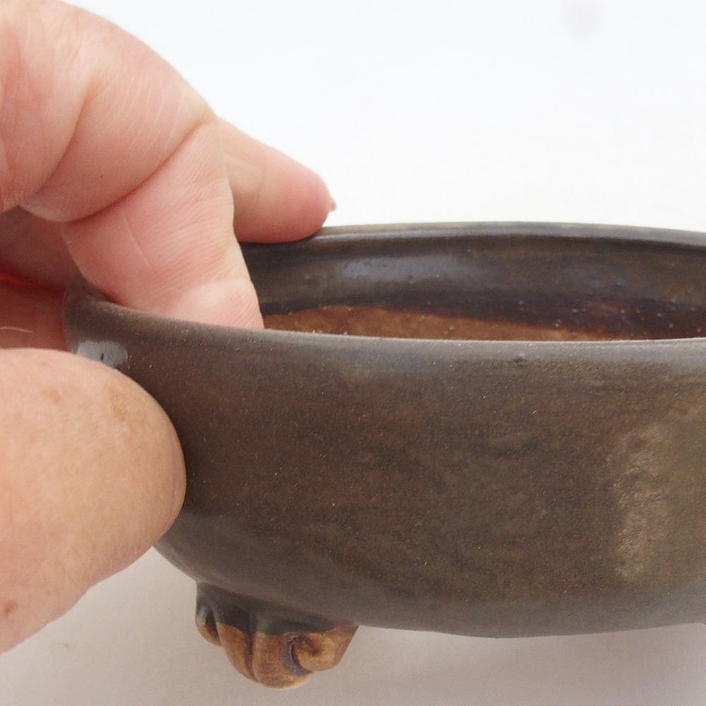 Ceramiczna miska do bonsai 10,5 x 10,5 x 4,5 cm, kolor brązowy