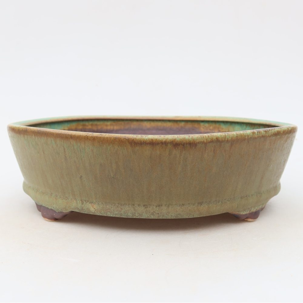 Ceramiczna miska do bonsai 21,5 x 21,5 x 6 cm, zielona