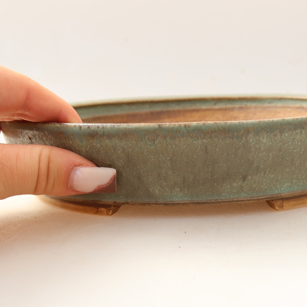 Ceramiczna miska do bonsai 21 x 19 x 4,5 cm, zielona