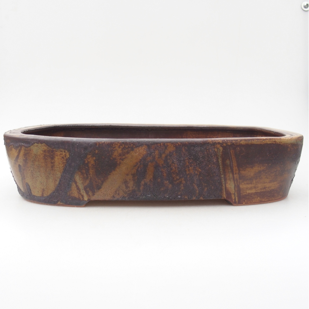 Ceramiczna miska do bonsai 32 x 24,5 x 6,5 cm, kolor brązowo-zielony