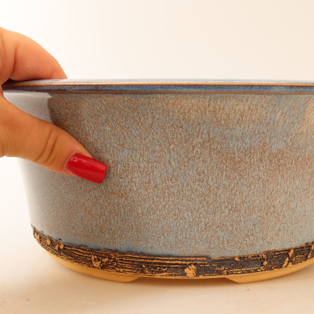 Ceramiczna miska do bonsai 28,5 x 28,5 x 10,5 cm, kolor niebieski
