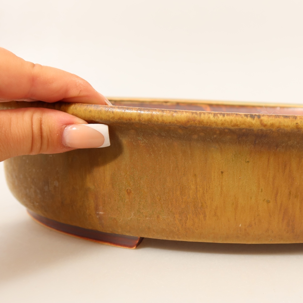 Ceramiczna doniczka do bonsai 31,5 x 27,5 x 7 cm, kolor zielony