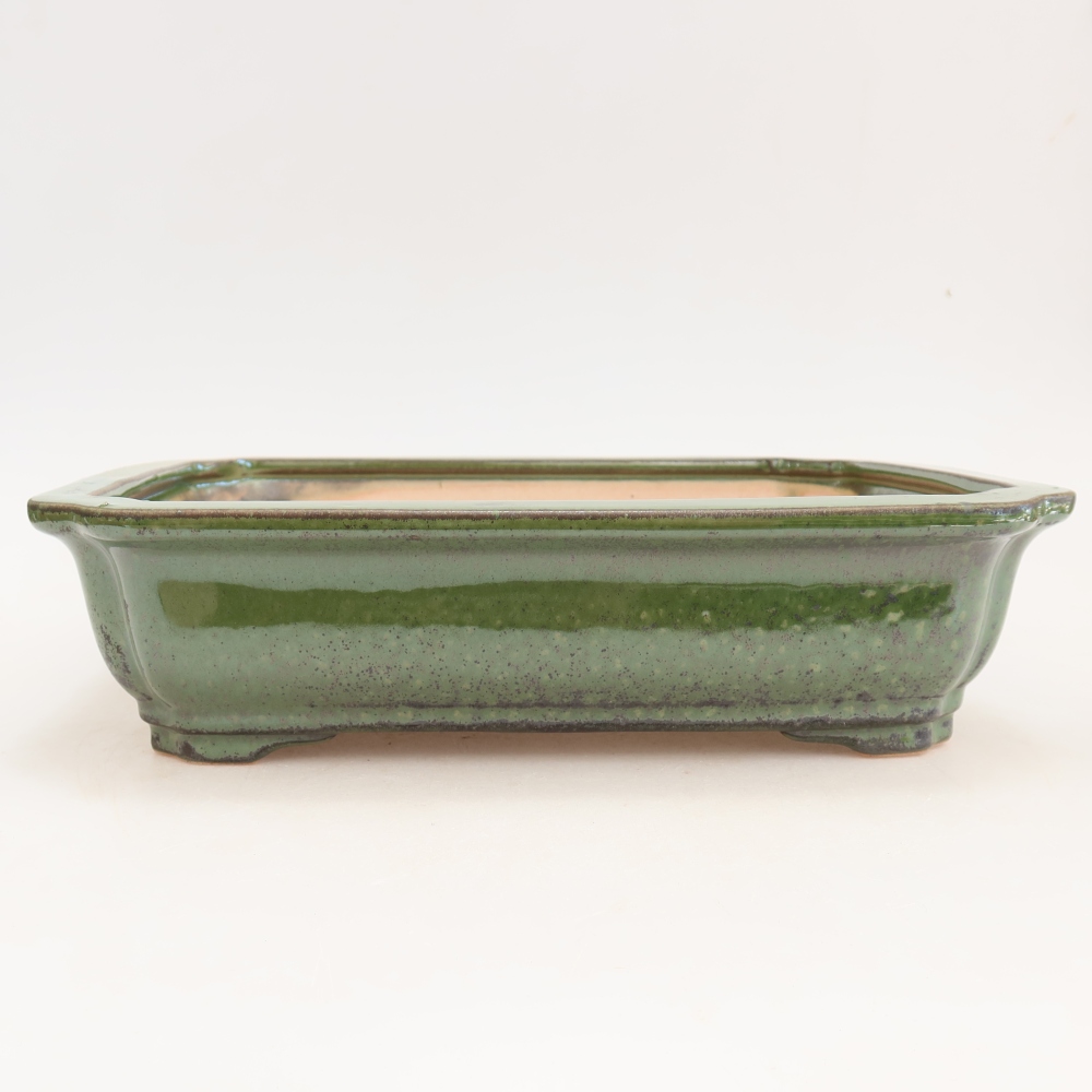 Ceramiczna miska do bonsai 27,5 x 21,5 x 7 cm, kolor zielony