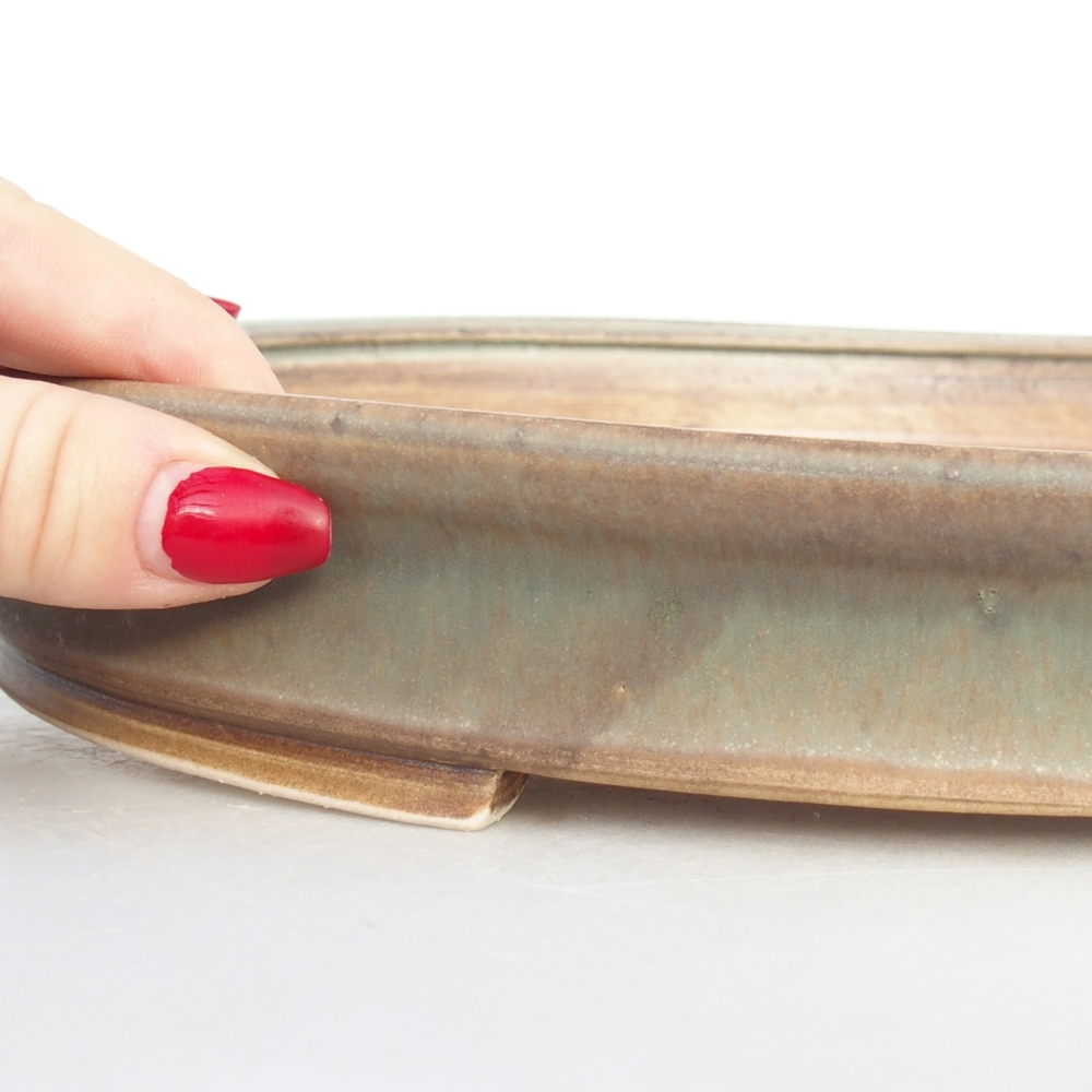 Ceramiczna miska do bonsai 31 x 27 x 4,5 cm, zielona