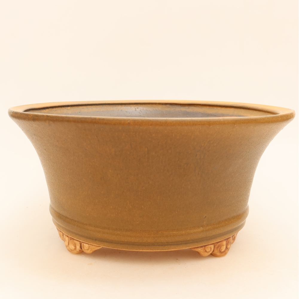 Ceramiczna miska do bonsai 24,5 x 24,5 x 11 cm, kolor brązowy